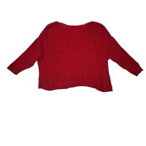 No Comment Plus Red Distressed‎ Knit Sweater Women’s 3X